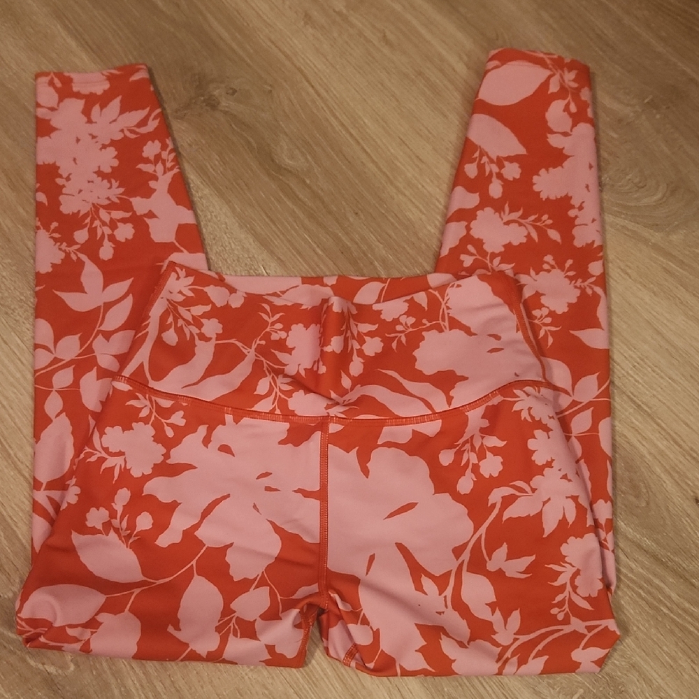 Sage Collective | Floral Women's Leggings - Orange and Pink